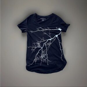 Norma Kamali 100% Cotton Black & White Lightening Strike T-Shirt Size Medium